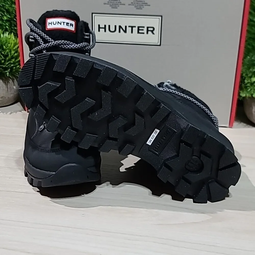 Hunter Explorer Mid Lace Leather Boots - Black 6 M New